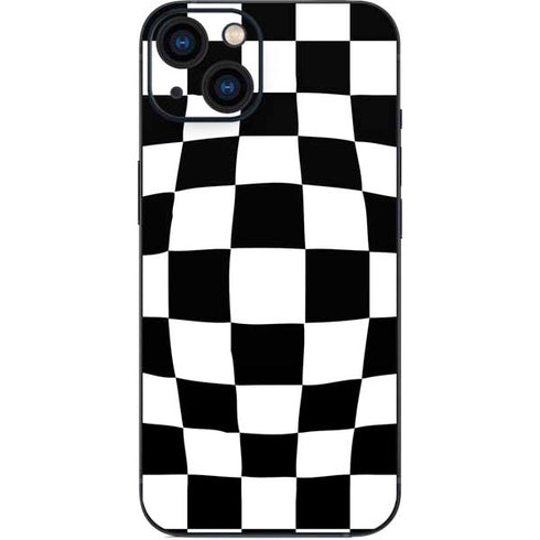 Black and White Zoomed Checkerboard iPhone 14 Plus Skin